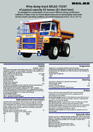 Stortwagen met achterwaartse kanteling Belaz 7555F