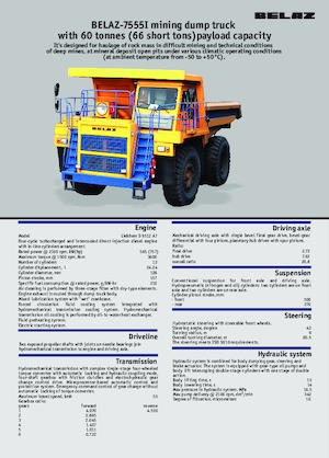 Stortwagen met achterwaartse kanteling Belaz 7555I