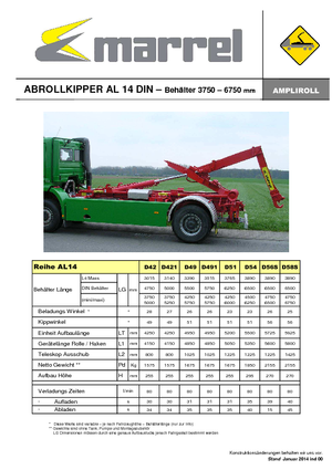 Roll-off kiepwagens Marrel AL 14 DIN 56 S-B