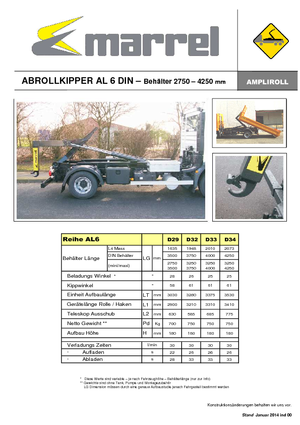 Roll-off kiepwagens Marrel AL 6 DIN 34 B