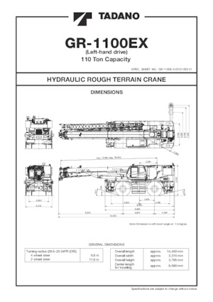 Ruwterrein-kranen Tadano GR-1100EX-3
