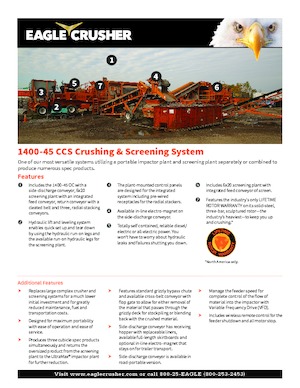 Puinrecyclinginstallaties Eagle Crusher 1400-45 CCS