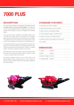 Puinrecyclinginstallaties Red Rhino 7000 plus