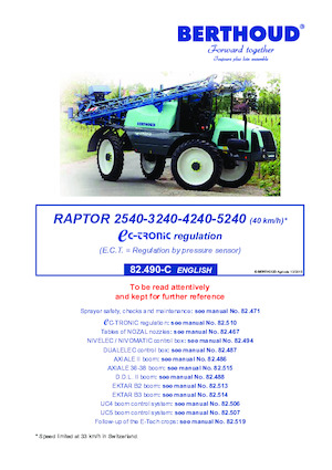 Zelfrijdende veldspuiten Berthoud RAPTOR 5240