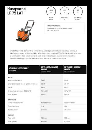 Eenrichtings Trilplaten Husqvarna LF 75 LAT