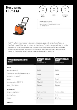 Eenrichtings Trilplaten Husqvarna LF 75 LAT