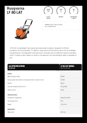 Eenrichtings Trilplaten Husqvarna LF 80 LAT