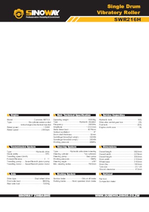 Enkele-trommelwals Sinoway SWR216H