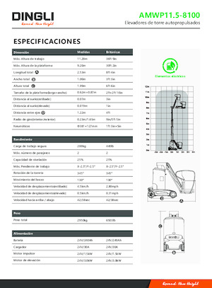 Enkele mast verticale hoogwerkers Dingli AMWP11.5-8100
