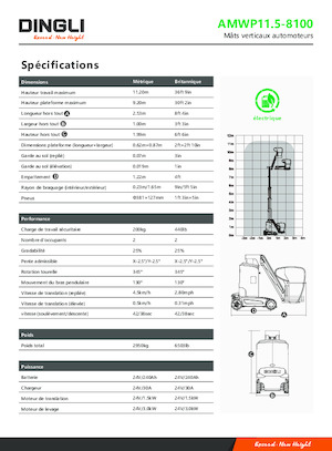 Enkele mast verticale hoogwerkers Dingli AMWP11.5-8100