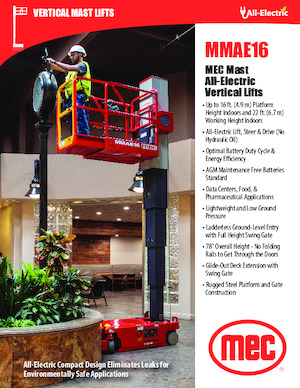 Enkele mast verticale hoogwerkers MEC MMAE16