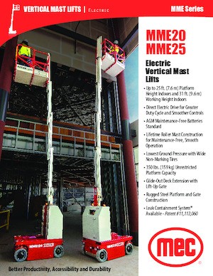 Enkele mast verticale hoogwerkers MEC MME20