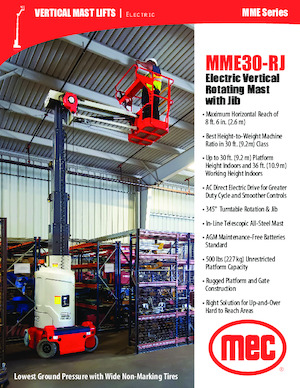 Enkele mast verticale hoogwerkers MEC MME30-RJ