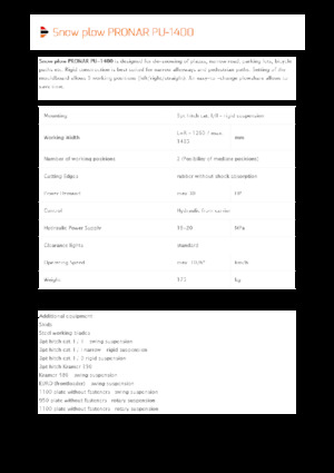 Sneeuwploegen met draaikleppen Pronar PU 1400