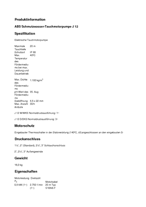 Rioolpomp ABS-Pumpen J 12 D