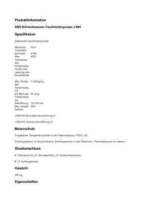 Rioolpomp ABS-Pumpen J 604 HD