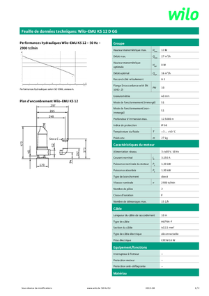 Rioolpomp WILO-EMU Pumpen EMU KS 12D GG 