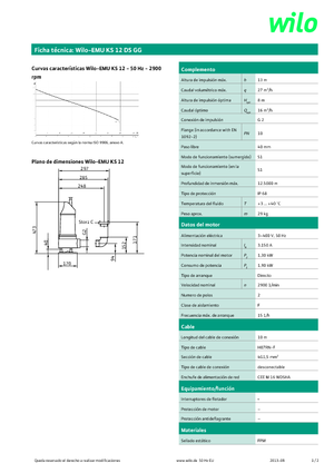 Rioolpomp WILO-EMU Pumpen EMU KS 12DS GG 