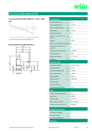 Rioolpomp WILO-EMU Pumpen EMU KS 12E GG 