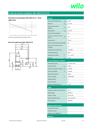 Rioolpomp WILO-EMU Pumpen EMU KS 12E GG 