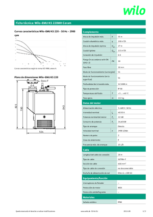 Rioolpomp WILO-EMU Pumpen KS 220 MH Ceram