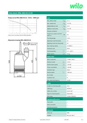 Rioolpomp WILO-EMU Pumpen EMU KS 24DS 