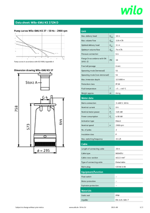 Rioolpomp WILO-EMU Pumpen EMU KS 37ZN D 