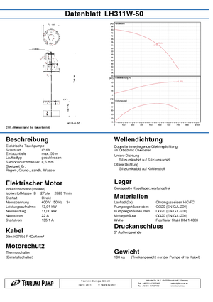 Rioolpomp Tsurumi-Pumpen LH311W-50