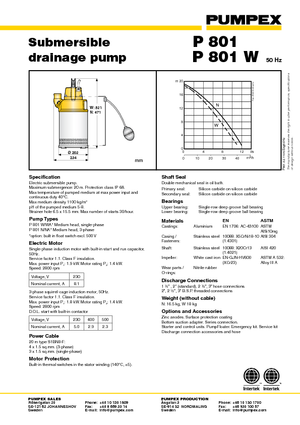 Rioolpomp Pumpex P 801 N 32