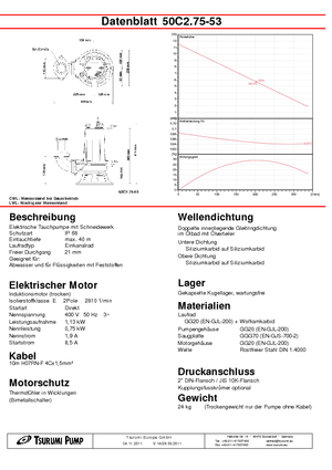 Vuilwaterpompen Tsurumi-Pumpen 50C2.75