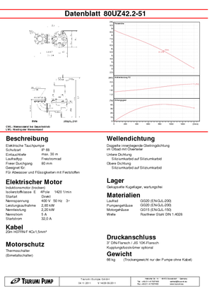 Vuilwaterpompen Tsurumi-Pumpen 80UZ42.2
