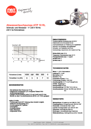 Vuilwaterpompen Mast-Pumpen ATP 10 RL