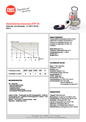 Vuilwaterpompen Mast-Pumpen ATP 20
