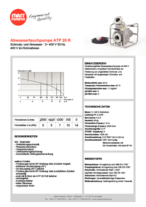 Vuilwaterpompen Mast-Pumpen ATP 20 R