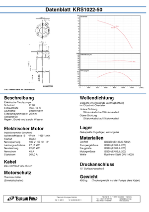 Vuilwaterpompen Tsurumi-Pumpen KRS1022-50