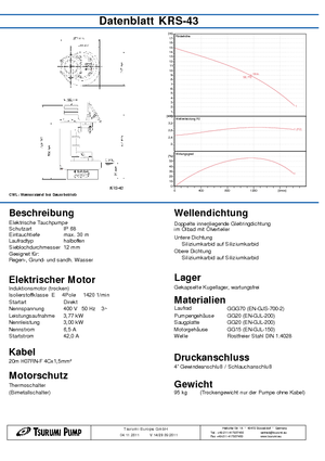 Vuilwaterpompen Tsurumi-Pumpen KRS-43