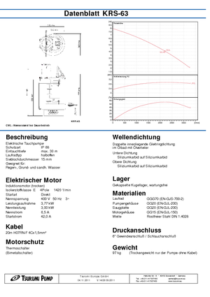 Vuilwaterpompen Tsurumi-Pumpen KRS-63