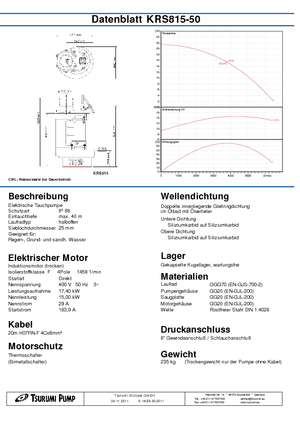 Vuilwaterpompen Tsurumi-Pumpen KRS815-50
