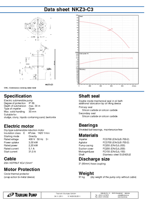 Vuilwaterpompen Tsurumi-Pumpen NKZ3-C3