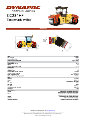 Tandemtrilwalsen Dynapac CC 234 HF