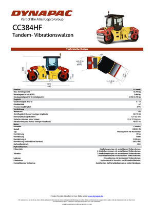 Tandemtrilwalsen Dynapac CC 384 HF
