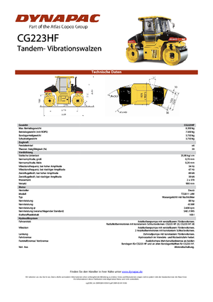 Tandemtrilwalsen Dynapac CG 223 HF