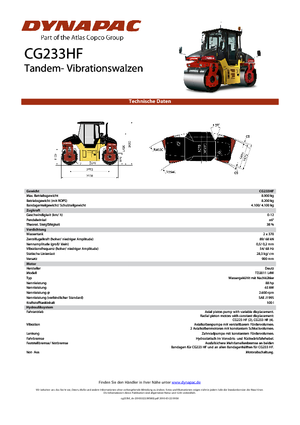 Tandemtrilwalsen Dynapac CG 233 HF