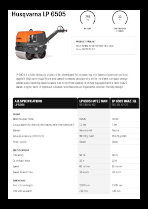 Tandemtrilwalsen Husqvarna LP 6505