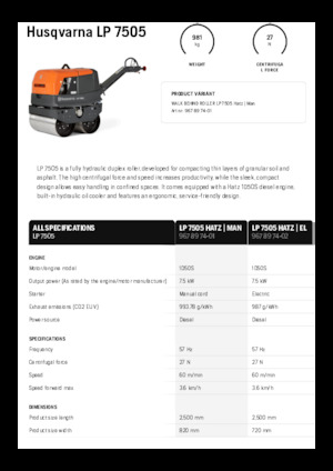 Tandemtrilwalsen Husqvarna LP 7505