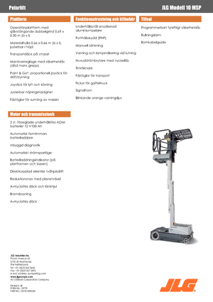 Enkele mast verticale hoogwerkers JLG 10MSP