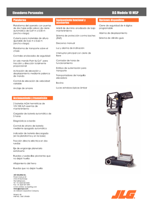 Enkele mast verticale hoogwerkers JLG 10MSP