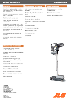 Enkele mast verticale hoogwerkers JLG 10MSP