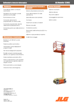 Enkele mast verticale hoogwerkers JLG 1230ES