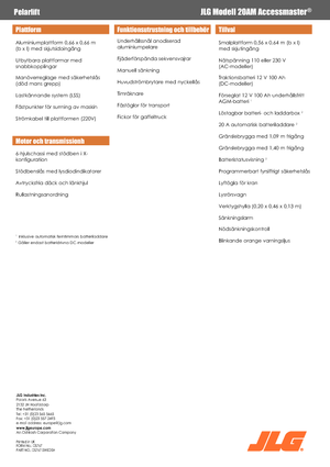 Enkele mast verticale hoogwerkers JLG 20AM